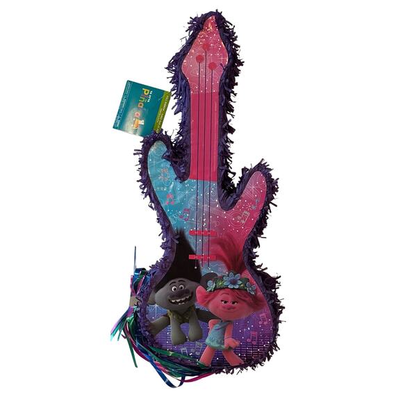 New Trolls World Tour Guitar Pull String Pinata Features Poppy & Branch Birthday - Picture 1 of 2